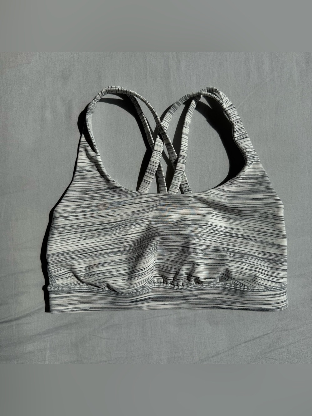 Lululemon Striped Gray & White Energy Bra Size 4